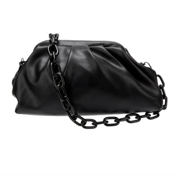 NWT $129 Badgley Mischka Vegan Leather Handbag Wrapped Frame Clutch in Black - Picture 10 of 10